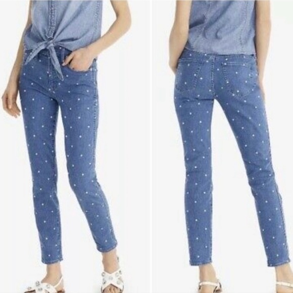 J. Crew Denim - J. Crew vintage straight ankle jeans polka dots women’s size 28